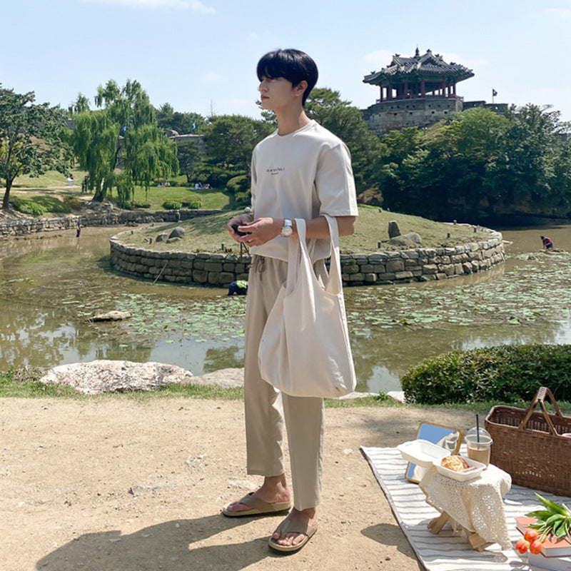 COTTON AND LINEN TROUSERS